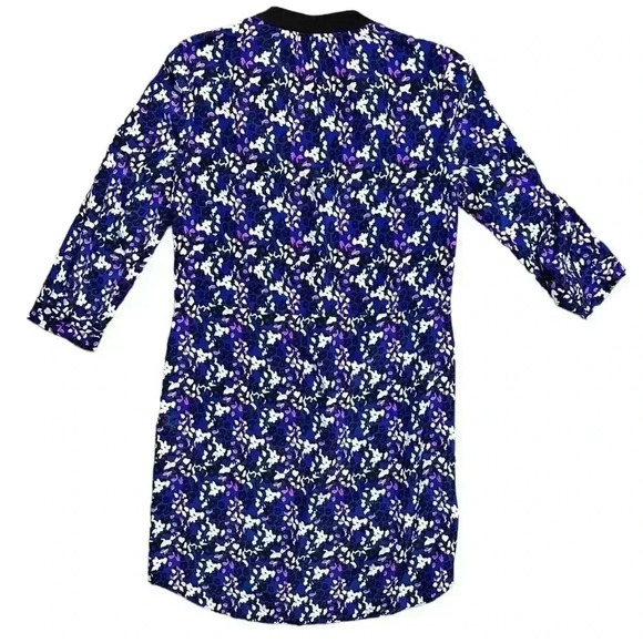 Diane von Furstenberg DVF Silk Tie Waist Dress 0 Mid Length Blue Floral Pockets - Picture 4 of 5